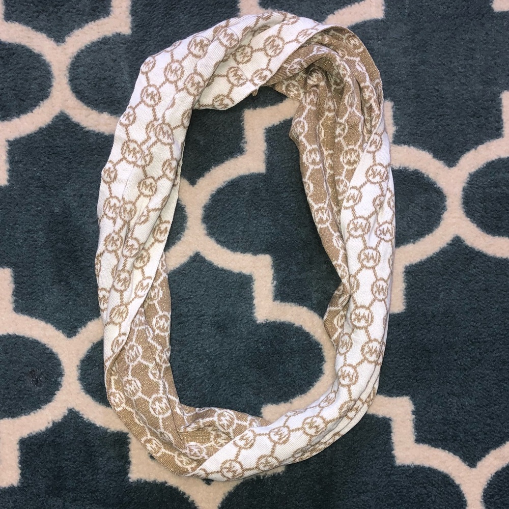 Michael Kors Gold White Reversible Infinity Scarf
